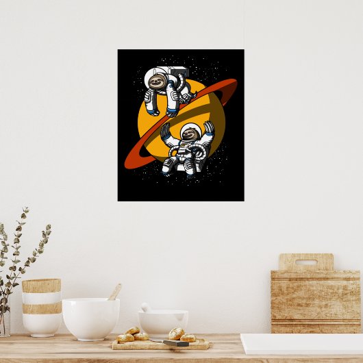 Sloth Space Astronaut Funny Cosmic Animals Poster (Keuken)