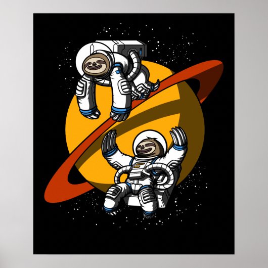 Sloth Space Astronaut Funny Cosmic Animals Poster (Voorkant)
