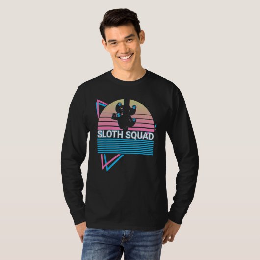 Sloth Squad Sloth Squad Sloth Lover Retro T-shirt (Voorkant volledig)