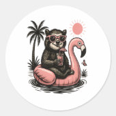 Sloth Summer Vibes Ronde Sticker (Voorkant)