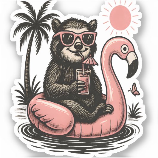 Sloth Summer Vibes Sticker (Voorkant)