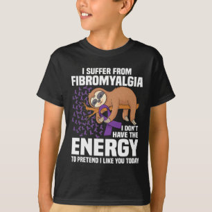 Sloth Support Paarse Ribbon Warrior Fibromyalgia A T-shirt