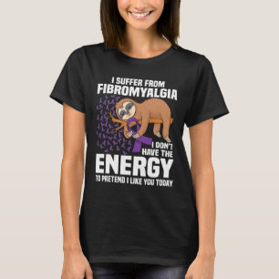 Sloth Support Paarse Ribbon Warrior Fibromyalgia A T-shirt