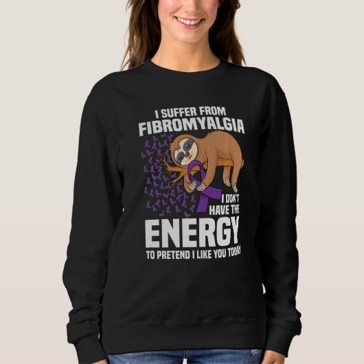 Sloth Support Paarse Ribbon Warrior Fibromyalgia A Trui (Voorkant)