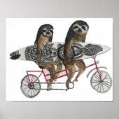 sloth surf bike poster (Voorkant)