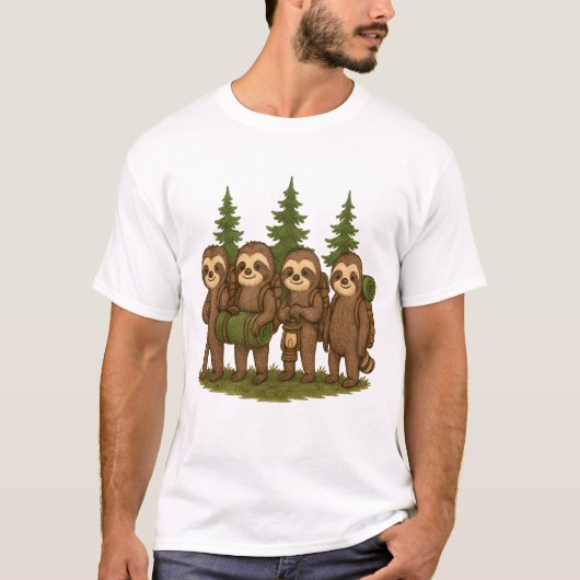 Sloth Team Sloth Hiking Camping T-shirt (Voorkant)