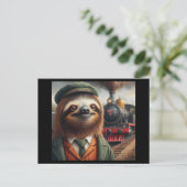 Sloth Train Engineer Briefkaart (Staand voorkant)