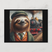 Sloth Train Engineer Briefkaart (Voorkant)