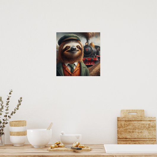 Sloth Train Engineer Poster (Keuken)