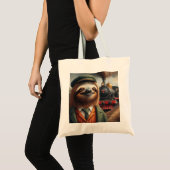 Sloth Train Engineer Tote Bag (Voorkant (product))