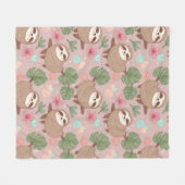 Sloth Tropical Dream Fleece Deken (Voorkant (Horizontaal))