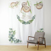 Sloth Tropical Floral Baby shower Foto Booth Prop Wandkleed (In situ)