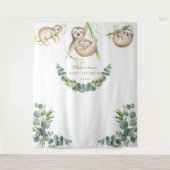 Sloth Tropical Floral Baby shower Foto Booth Prop Wandkleed (Voorkant)
