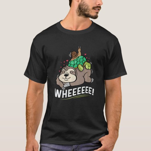 Sloth Turtle Snail Happy of Cheerful T-shirt (Voorkant)
