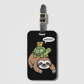 Sloth Turtle Snail Piggyback Animal Running Wild Bagagelabel (Voorkant (verticaal))