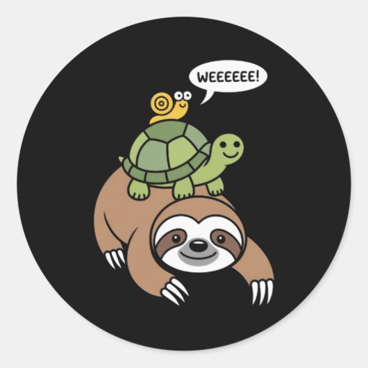 Sloth Turtle Snail Piggyback Animal Running Wild  Ronde Sticker (Voorkant)
