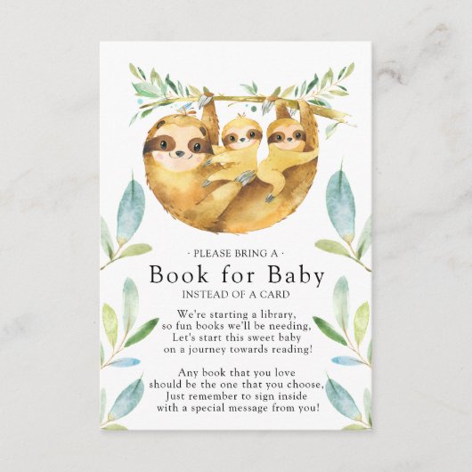 Sloth Twins Baby shower Boek voor Baby Kaart (Voorkant)