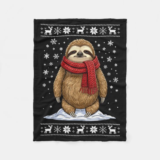 Sloth Ugly Christmas Fleece Deken (Voorkant)