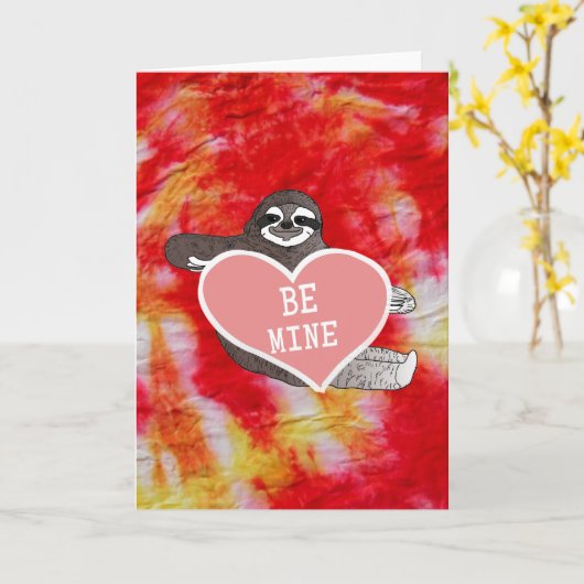 Sloth Valentijnsdag Be Mine Kaart (Gele Bloem)