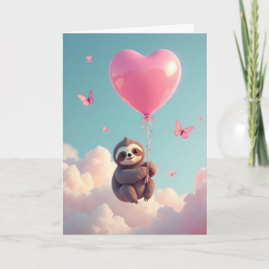 Sloth Valentine Folded Holiday Card Feestdagen Kaart (Voorkant)