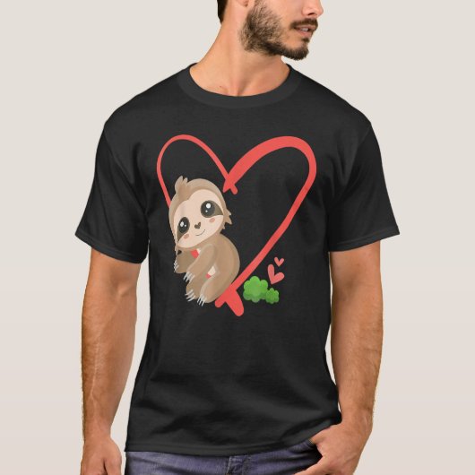 Sloth Valentine Heart Valentines Day Sloth T-shirt (Voorkant)