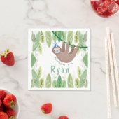 Sloth Verjaardagsfeest in wit en blauw Servet (Insitu)