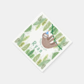 Sloth Verjaardagsfeest in wit en blauw Servet (Hoek)