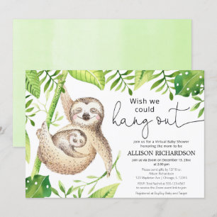 Sloth Virtual baby shower genderneutraal schattig Kaart