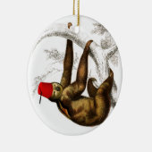 Sloth Wearing Fez Absurd Vintage Funny Keramisch Ornament (Rechts)