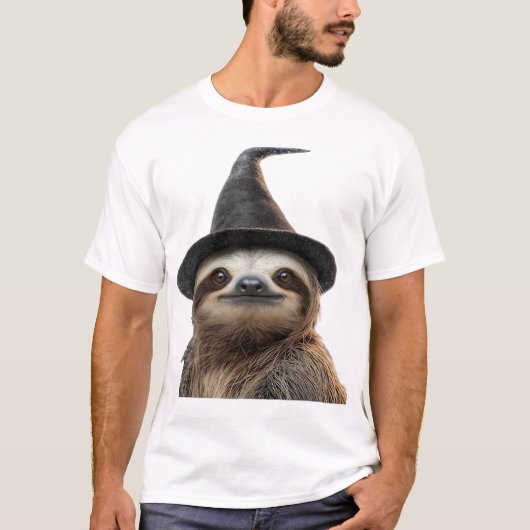 Sloth Wearing Halloween Witch Hat Classic T-Shirt (Voorkant)