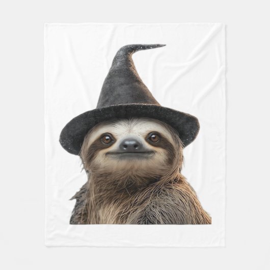 Sloth Wearing Halloween Witch Hat Classic T-Shirt Fleece Deken (Voorkant)