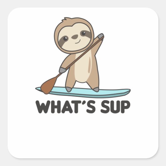 Sloth whit SUP Team Paddling Funny Sloths Vierkante Sticker (Voorkant)