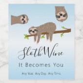 Sloth Wine wordt elk jaar grappig. Wijn Etiket (Enkel label)