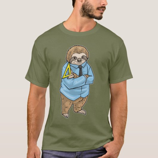 Sloth Wiskunde Teacher Set Square T-shirt (Voorkant)