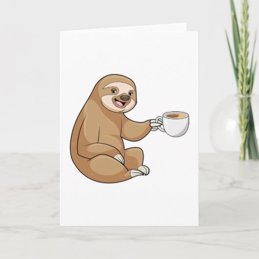 Sloth with Cup of Coffee Kaart (Voorkant)