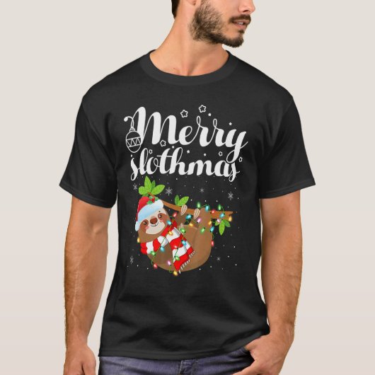 Sloth Xmas Lights Merry Slothmas Sloth Christmas 1 T-shirt (Voorkant)