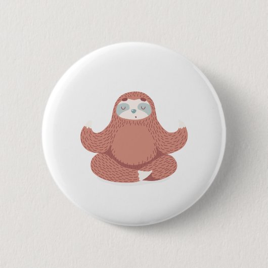 Sloth Yoga Ronde Button 5,7 Cm (Voorkant)