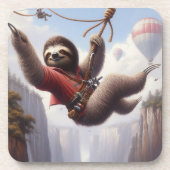 Sloth Ziplining Bier Onderzetter (Voorkant)