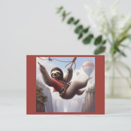 Sloth Ziplining Briefkaart (Staand voorkant)
