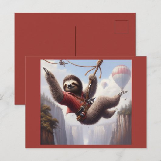 Sloth Ziplining Briefkaart (Voorkant / Achterkant)