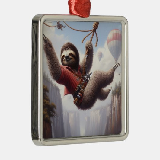 Sloth Ziplining Metalen Ornament (Rechts)