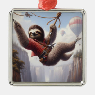 Sloth Ziplining Metalen Ornament
