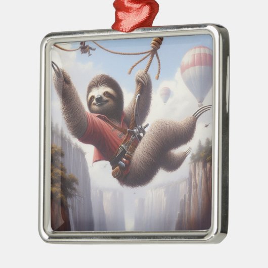 Sloth Ziplining Metalen Ornament (Links)
