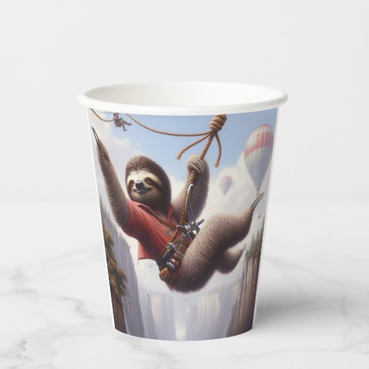 Sloth Ziplining Papieren Bekers (Voorkant)