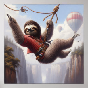 Sloth Ziplining Poster