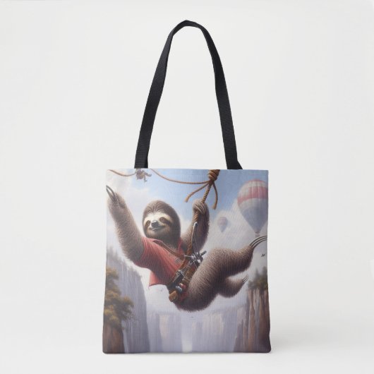 Sloth Ziplining Tote Bag (Voorkant)