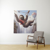 Sloth Ziplining Wandkleed (In situ)