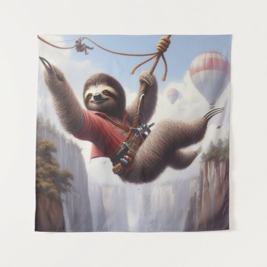 Sloth Ziplining Wandkleed (Voorkant)