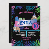 SLOTH ZOO OERWOUD Verjaardagsfeestuitnodiging Kaart (Voorkant / Achterkant)