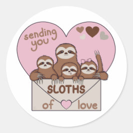 Slothfamilie met envelop, hart en tekst ronde sticker